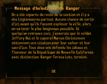 Boîte de message pour la note