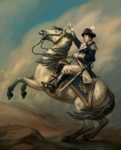 Une peinture de Todd Howard dans Fallout 4, parodiant un célèbre tableau de Napoléon