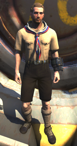 Fichier:FO76WA Pioneer Scout Tadpole uniform male front.png