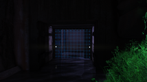 Une grille laser verrouillée par un code pour la porte de anti-souffle.