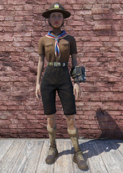 Fichier:FO76 Pioneer Scout Possum Shorts with Hat.png