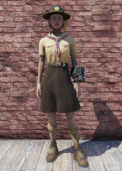 Fichier:FO76 Pioneer Scout Tadpole Skirt with Hat.png