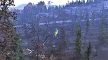 Site de brèche Sigma vu depuis les falaises au-dessus, une sulfurie dans le ciel