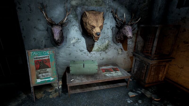 Fichier:FO76 Van Lowe Taxidermy (Wanted Sheepsquatch).jpg