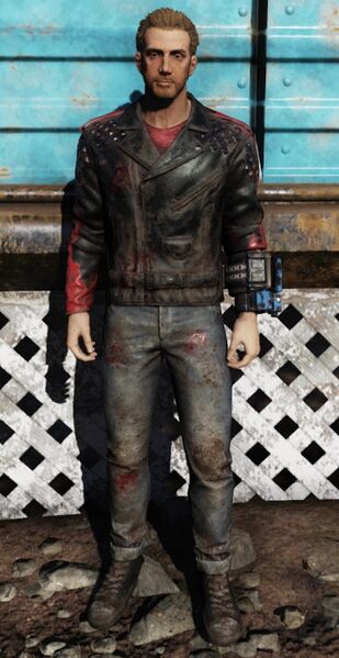 Fichier:FO76 Veste en cuir et jean des Aigles sanglants.jpg
